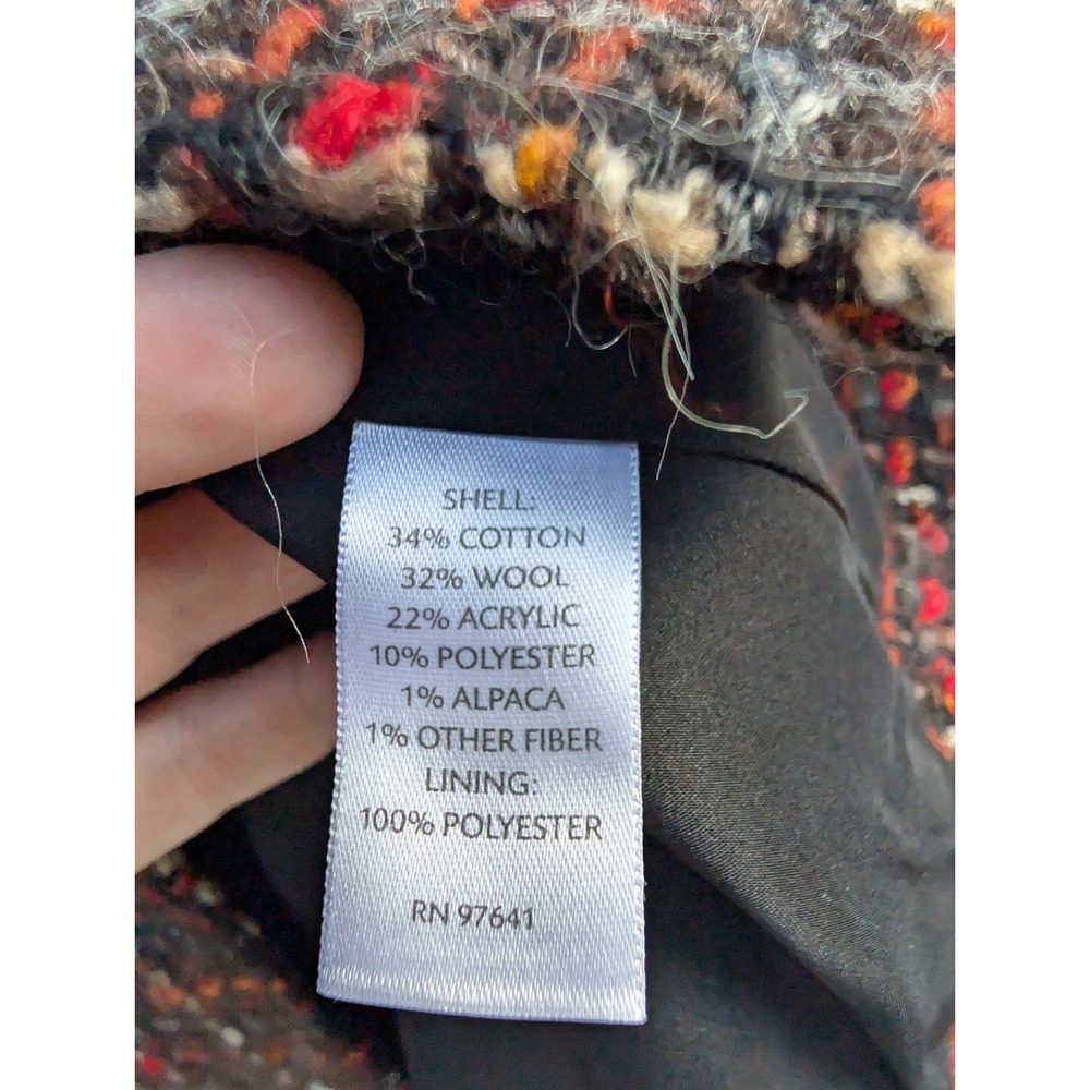 J Jill Dark Academia Tweed Jacket L Wool Blend Earth Tone Winter Warm Car Coat - Picture 4 of 6